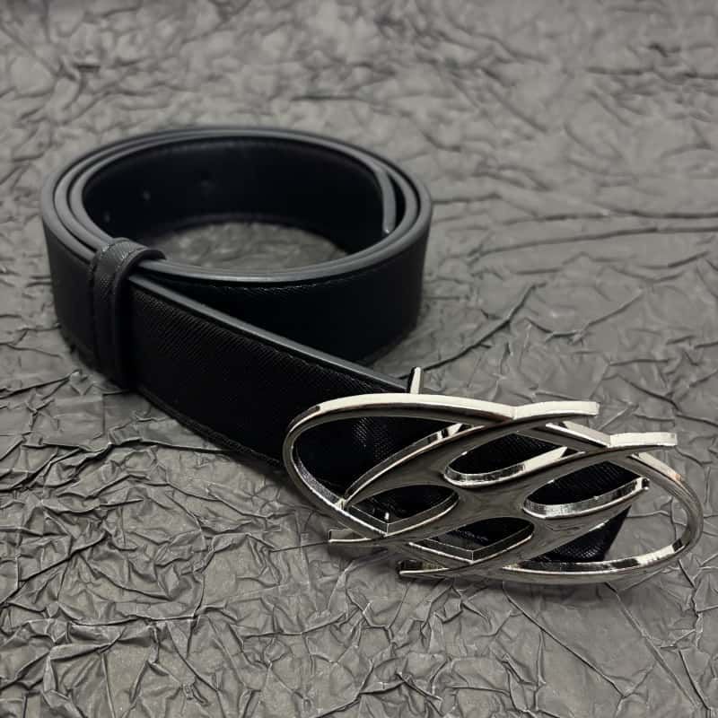 Cleanfit Leather Belt Futuristic Lightning Metal Buckle Waist Belt