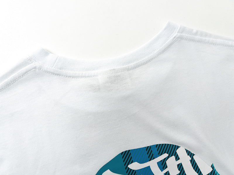 BAPE Blue Stroke Camo Big Ape Head Men's T-Shirt - White