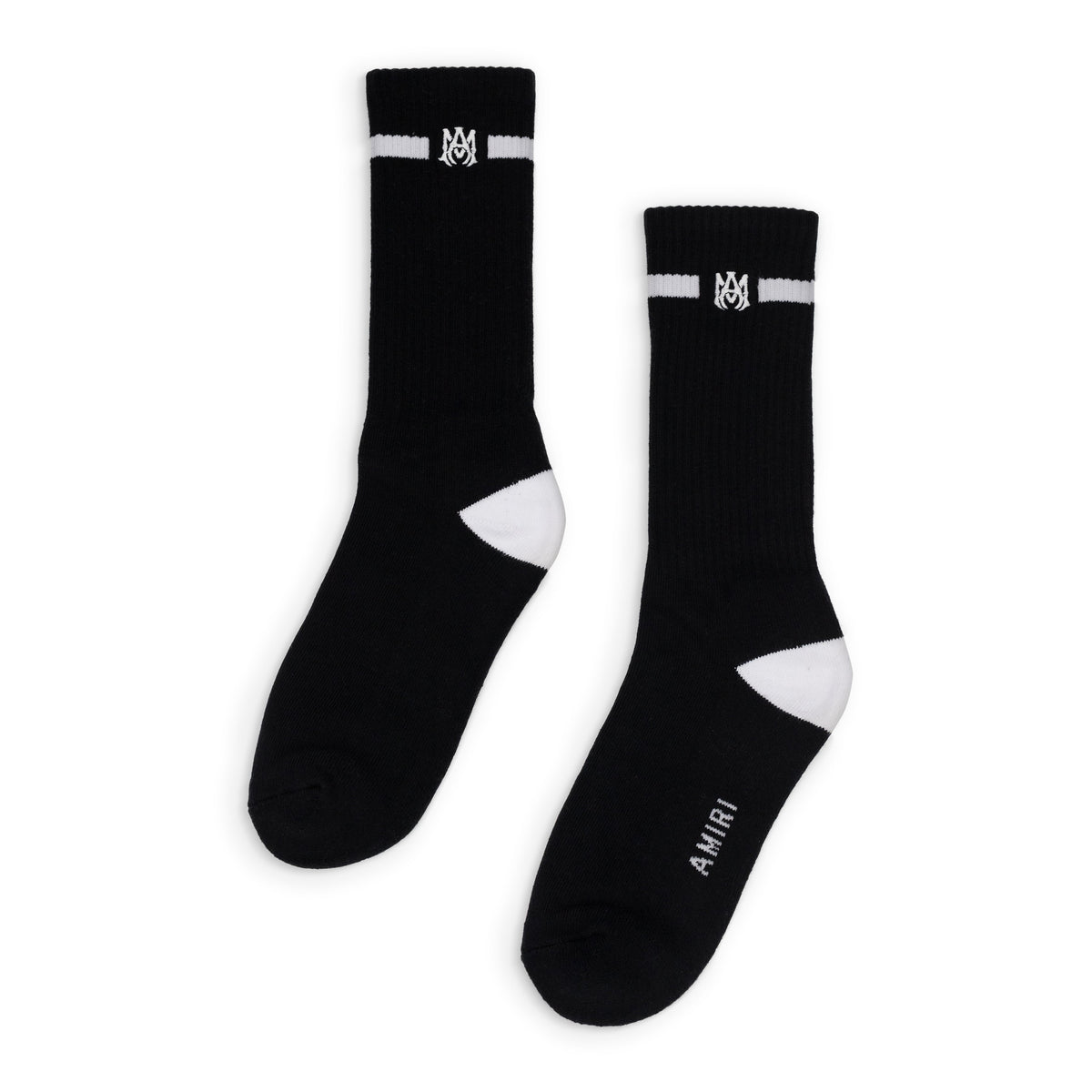 Black/White MA Embroidery Patch Socks