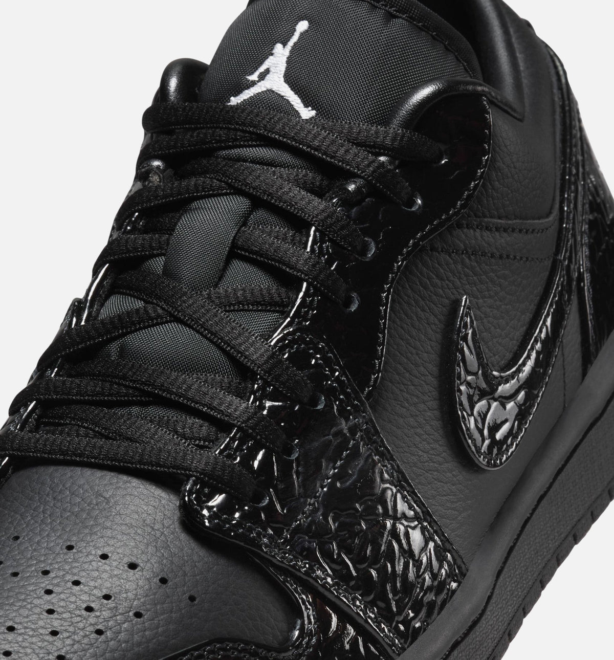 Air Jordan 1 Low Patent Elephant Women's Lifestyle Shoe - Black/White/Metallic Silver