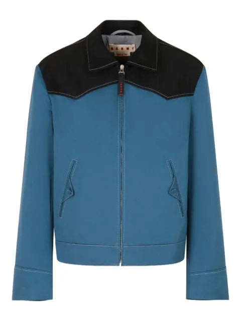 Marni water-repellent gabardine jacket with contrast yokes