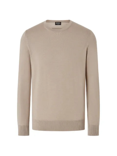 Zegna light taupe mélange Cashseta crew-neck sweater