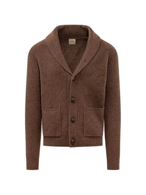RAKKI ribbed-knit shawl-collar cardigan