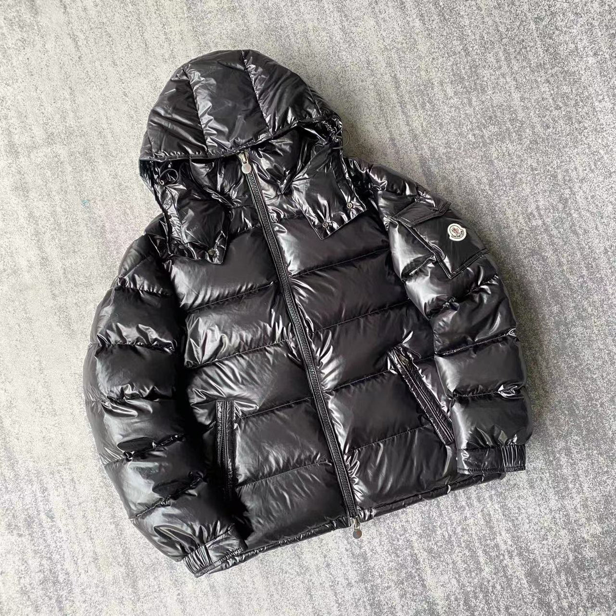 Moncler Maya Hooded Down Jacket – Iconic Glossy Black Puffer