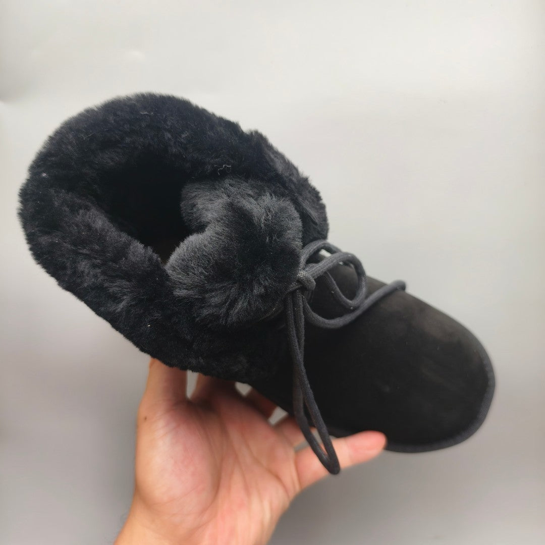 Black Mid-Top Lace-Up Casual Sneakers — New Arrival | In Stock