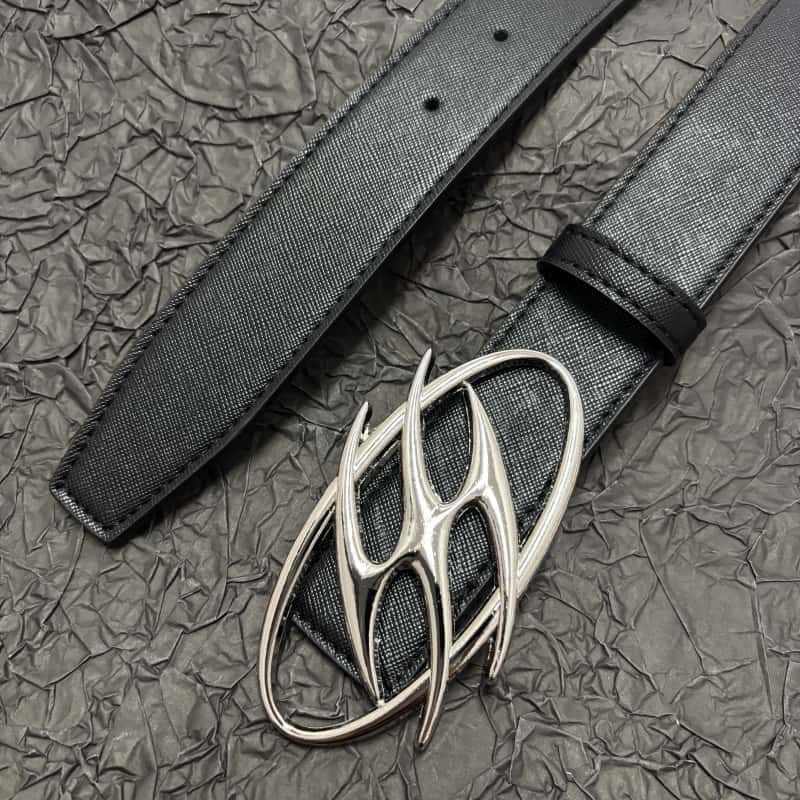 Cleanfit Leather Belt Futuristic Lightning Metal Buckle Waist Belt