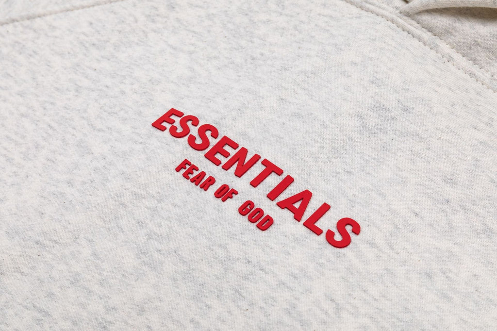 Fear of God Essentials Red Rubber Letter Pullover Hoodie Unisex
