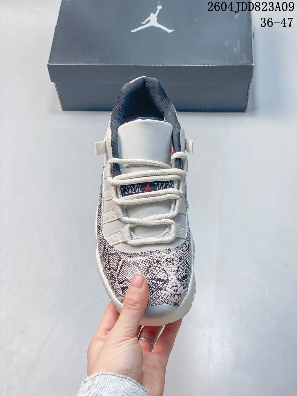 Air Jordan 11 Retro White Snakeskin Unisex Sneakers Style 04