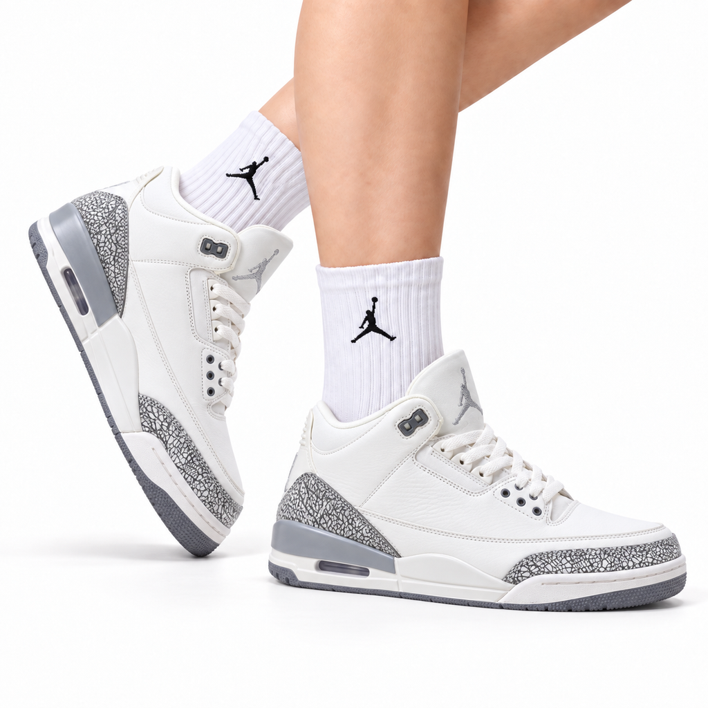 Air Jordan 3 Retro White Sail Cement Sneakers