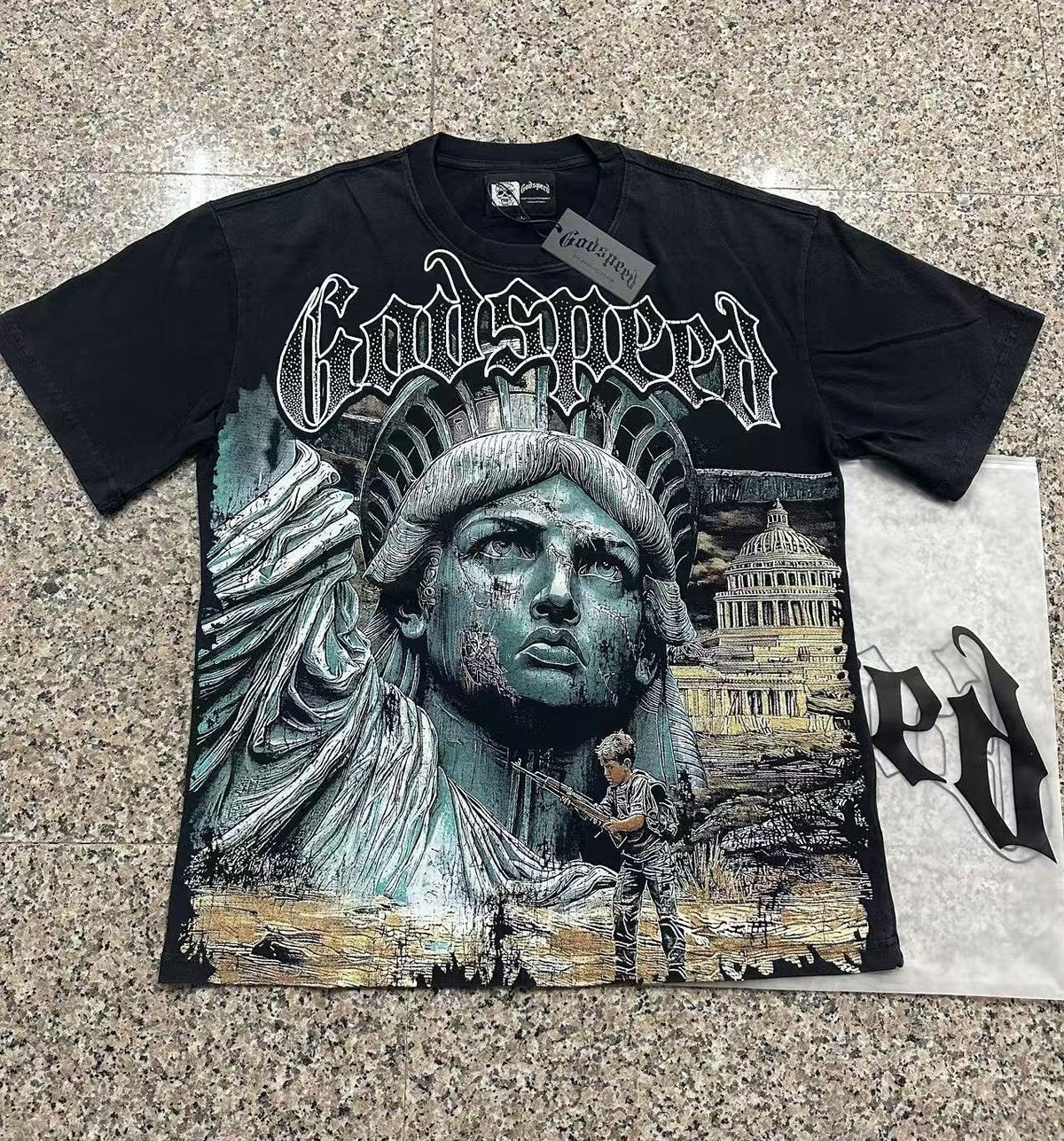 Godspeed Statue of Liberty Graphic T-Shirt