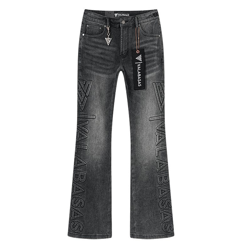 VALABASAS Washed Black Logo Graphic Bootcut Jeans