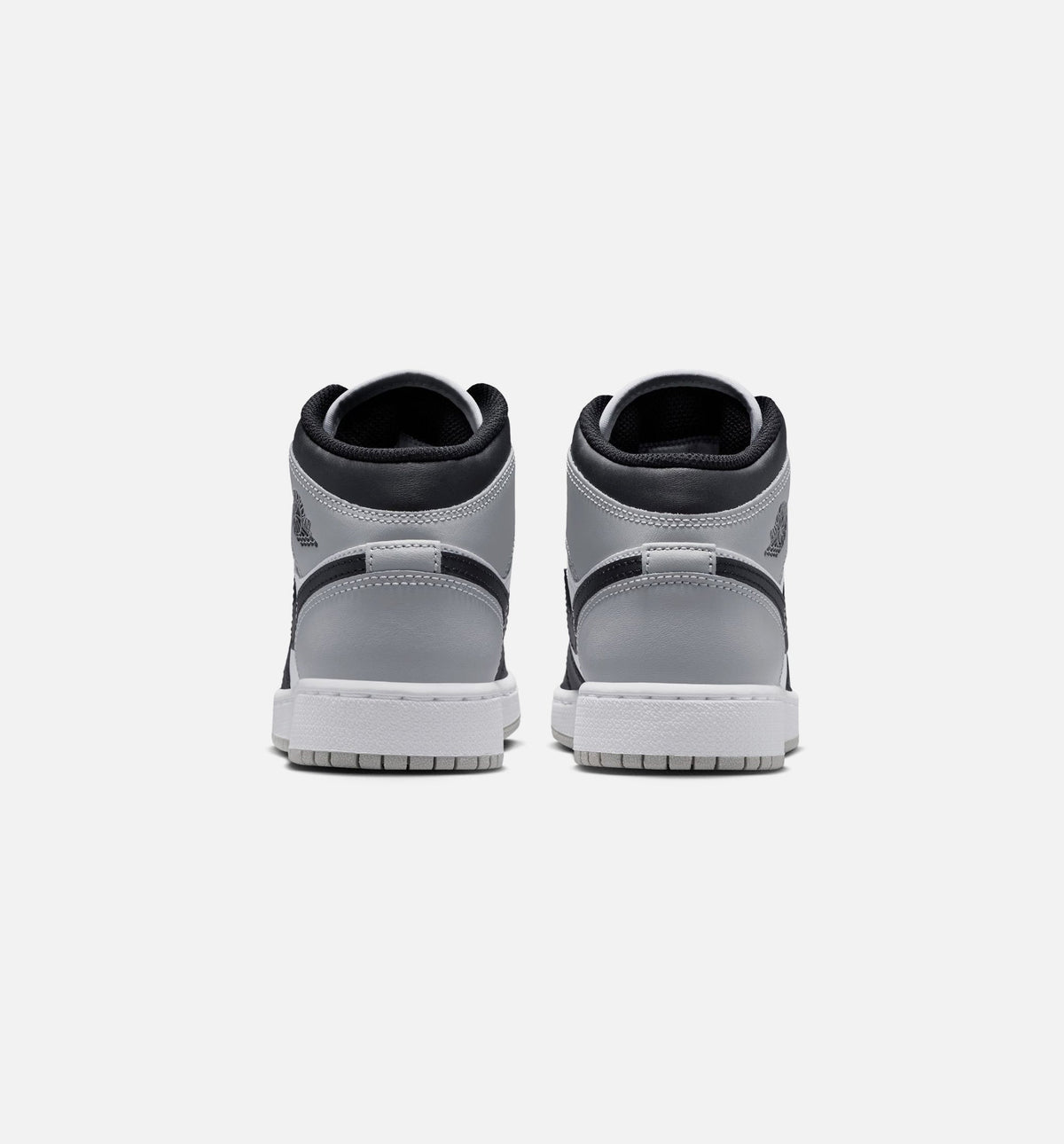 Air Jordan 1 Mid Grade School Lifestyle Shoes - White / Light Smoke Grey / Black