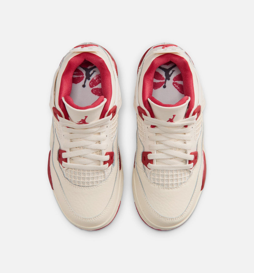 Air Jordan 4 Retro "Valentine's Day" Little Kids' Shoe – Pale Ivory/Sierra Red/Tough Red