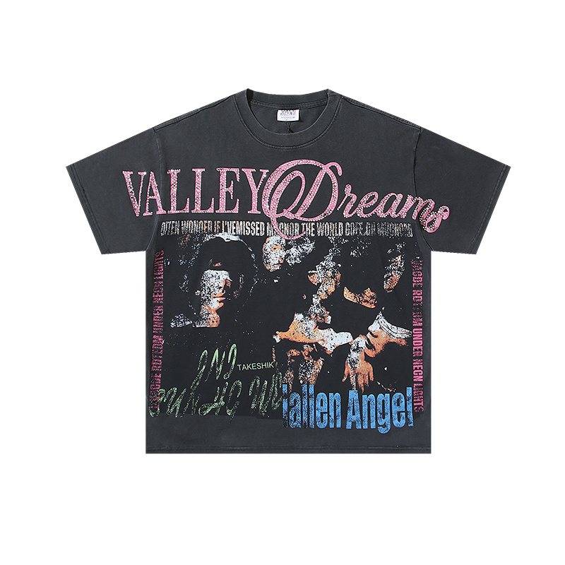 VALE USA Fallen Angel Rhinestone Graphic T-Shirt