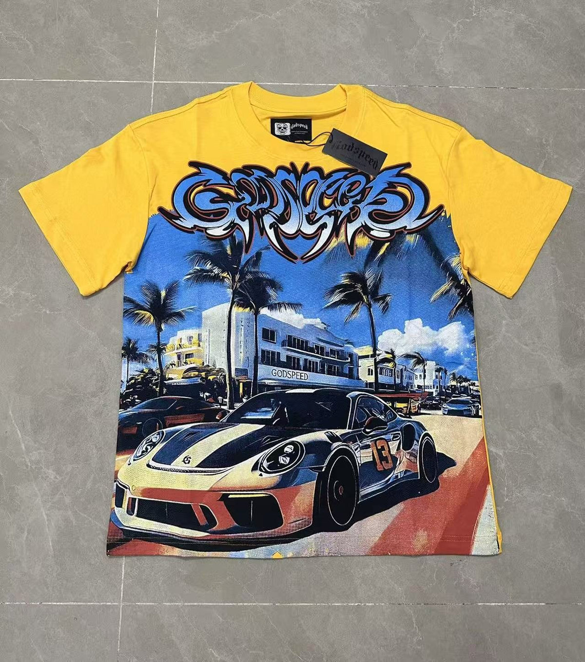 Godspeed Eye Sun Car Palm Graphic T-Shirt