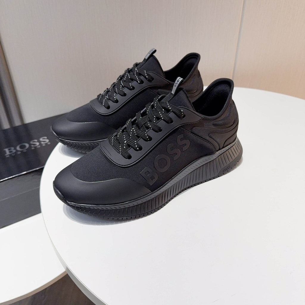 BOSS Black Knit-Look Low-Top Sneakers