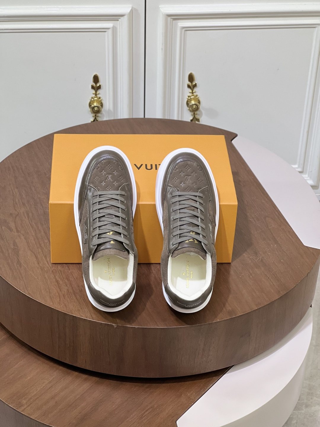 Louis Vuitton Olive Brown Patterned Low-Top Sneakers