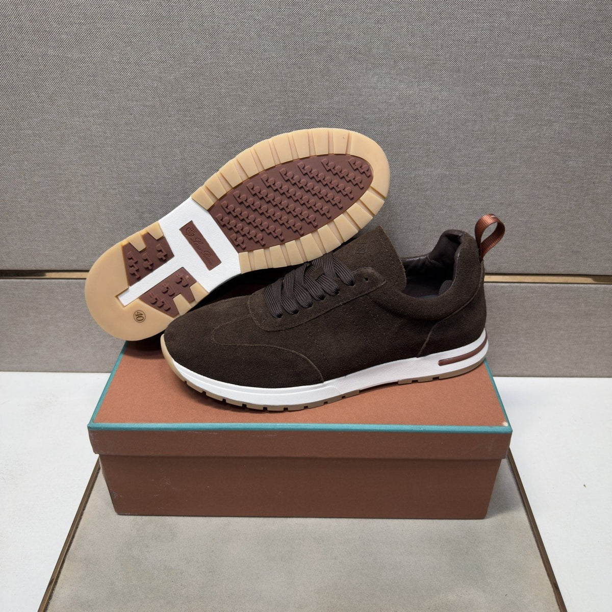 Men's Dark Brown Paneled Sneakers