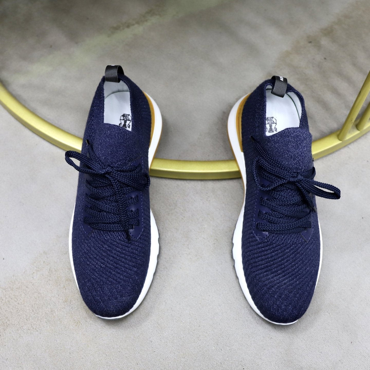 Brunello Cucinelli Men's Navy Textured Sneakers