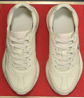 Gucci Cream White Navy Logo Low-Top Sneakers