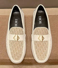 Dior Men's Ivory and Beige Patterned Loafers