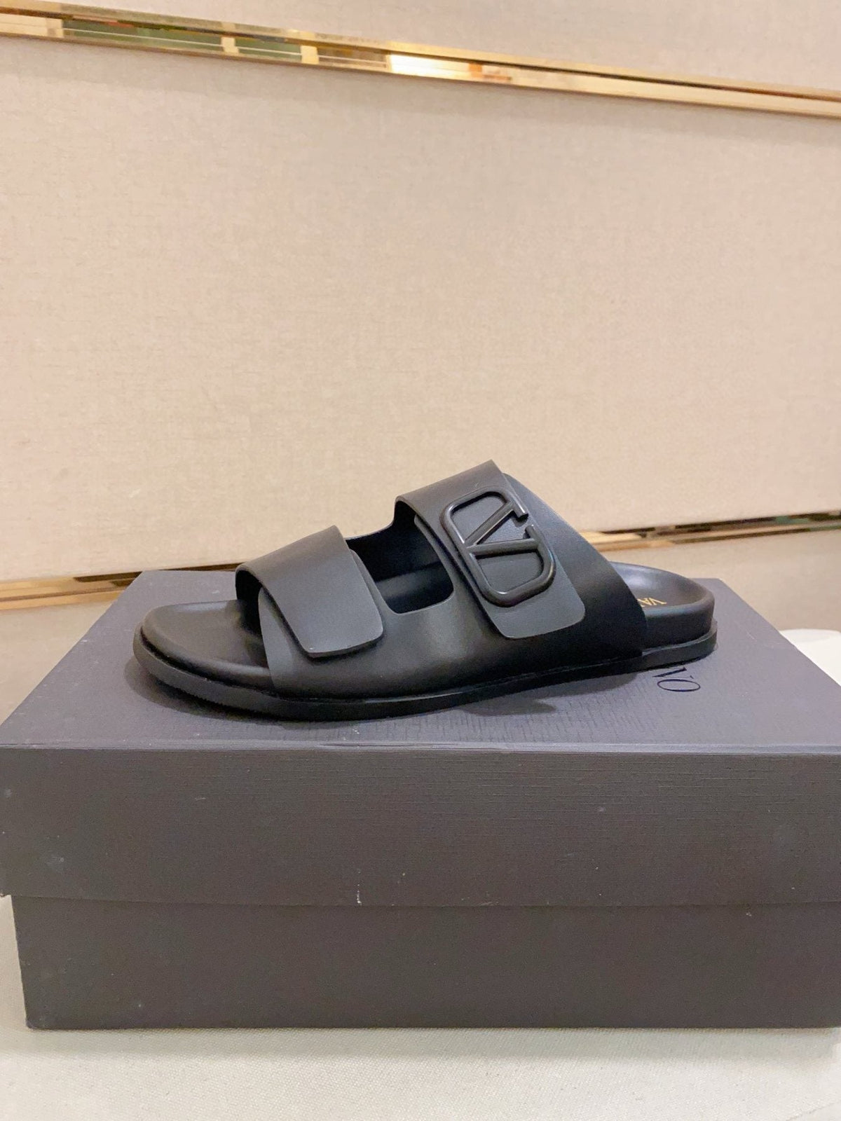Valentino Men's Two-Strap Buckle Slide Sandals
