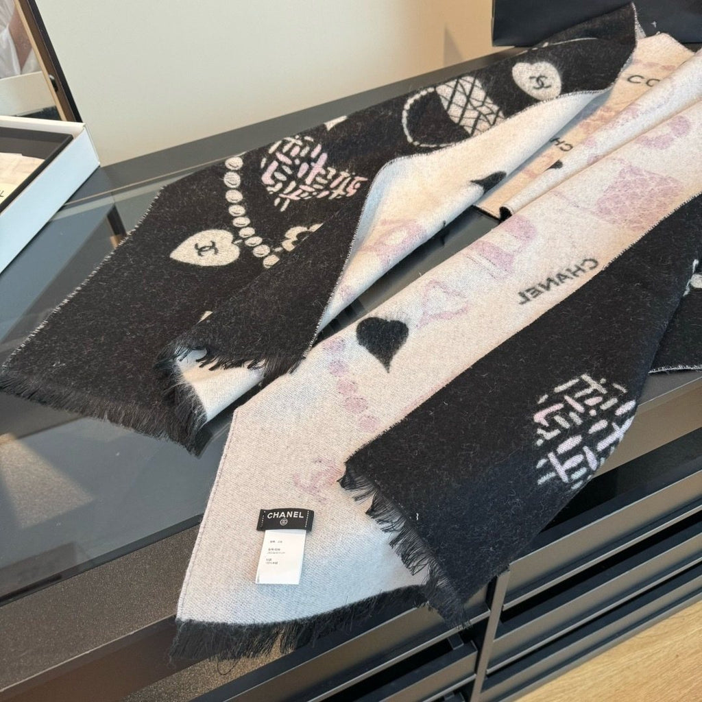 Chanel Black Pearl Motif Scarf