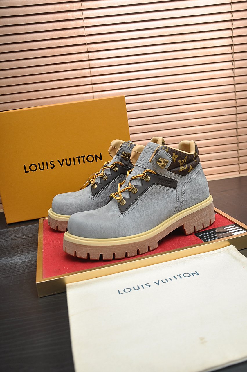Louis Vuitton Lace-Up Lug-Sole High-Top Boots