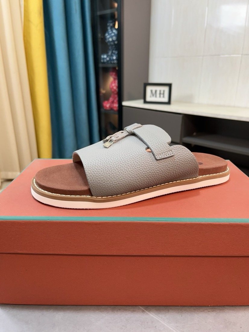 Loro Piana Textured Slide Sandals