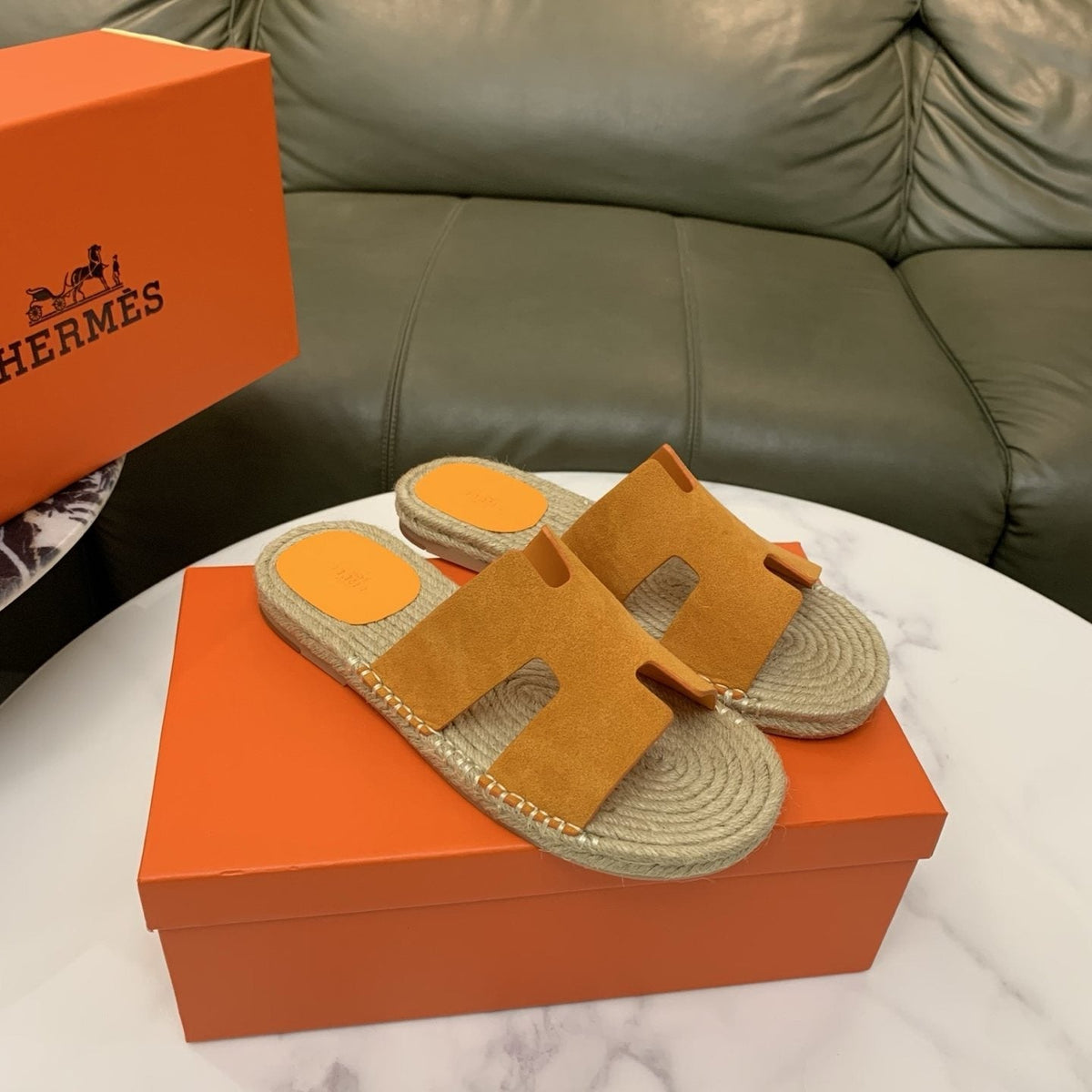 Hermès Men's H-Cut Braided Slide Sandals