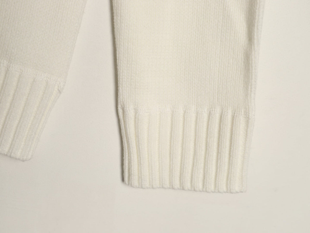Prada Milano Logo Crewneck Knit Sweater - Cream